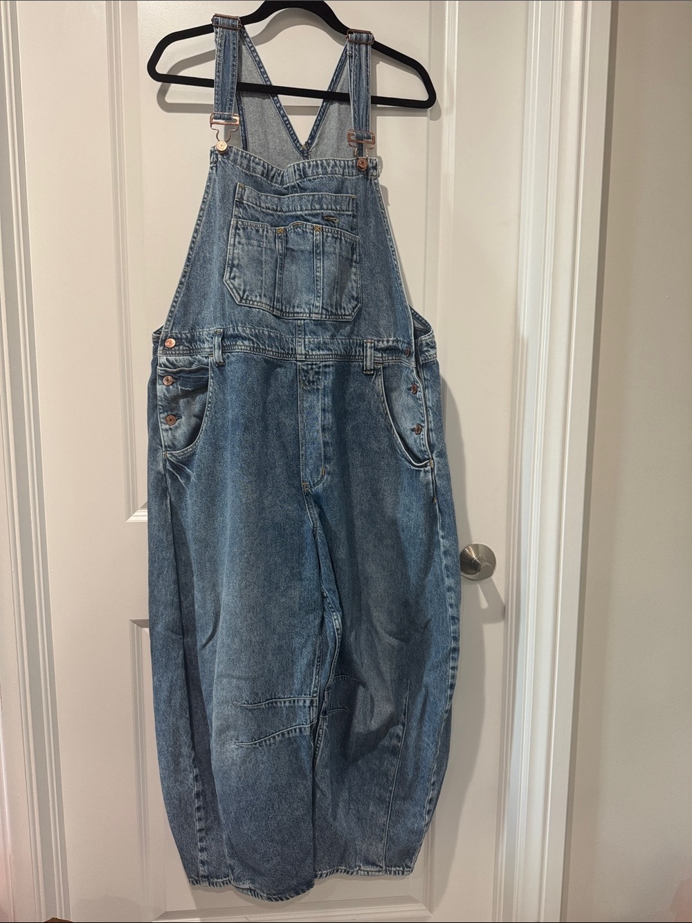 GAP Women’s Light Blue Barrel Leg Denim Overalls Size XL